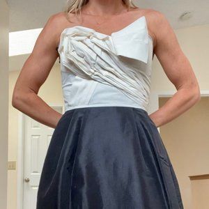 Strapless bow black and white dress